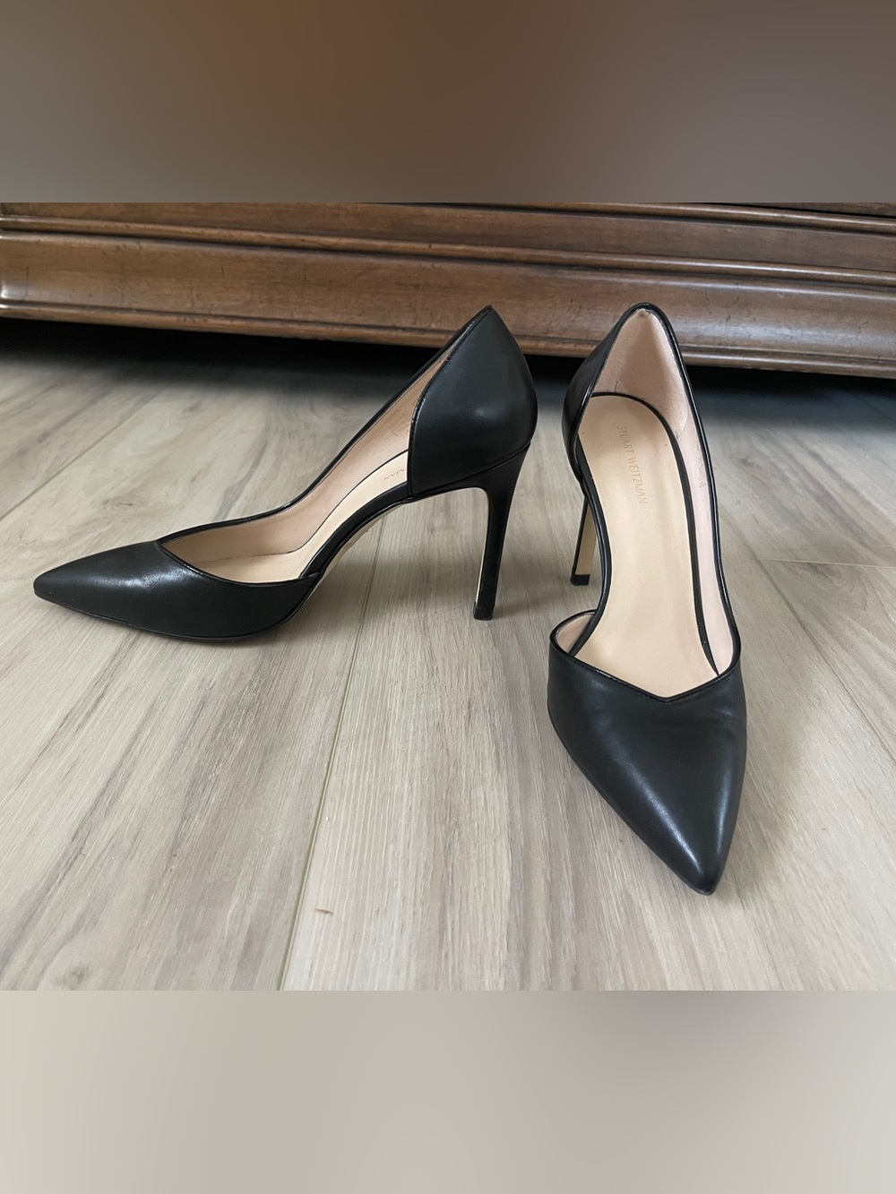 Stuart Weitzman Black Pointed D'Orsay Stiletto Pumps